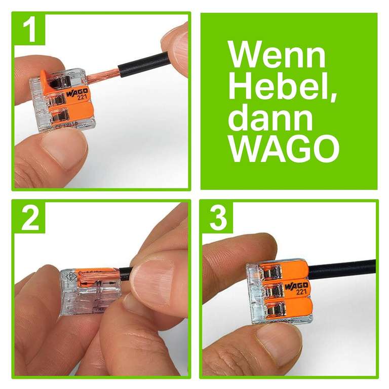 [Hornbach TPG] Wago 221-415 COMPACT Verbindungsklemme 4 mm² 5-Leiter alle Leiterarten Hebelklemme 25 Stück
