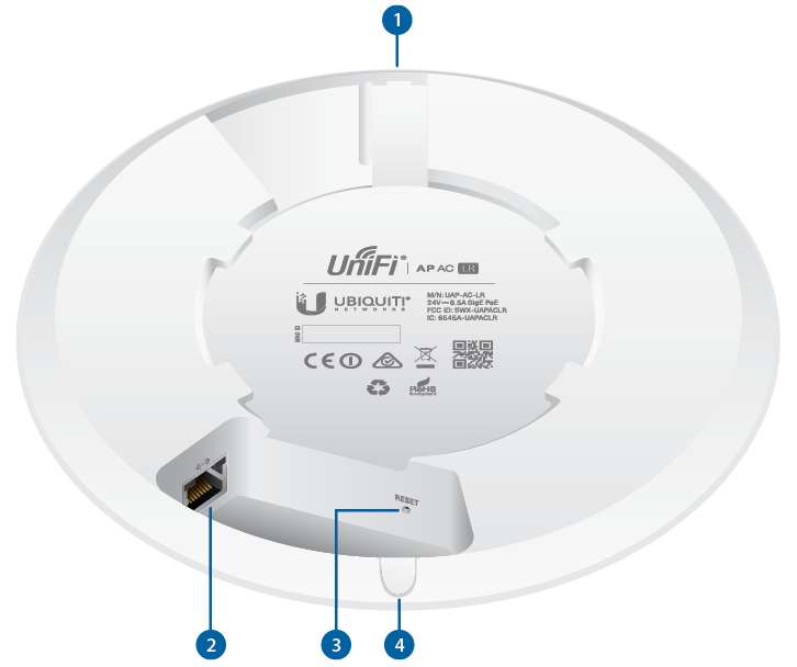 5x Ubiquiti UniFi AP-AC-LR Access Point (WLAN 802.11a/b/g/n/ac/h, Betrieb per PoE 802.3af oder 24V passiv, 176x176x43mm)