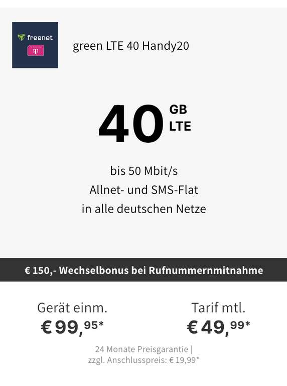 Telekom Netz (Normalos): Apple iPhone 15 Pro 128GB im green LTE 40 für 49,99€/Monat, 100€ Zuzahlung, 150€ Wechselbonus
