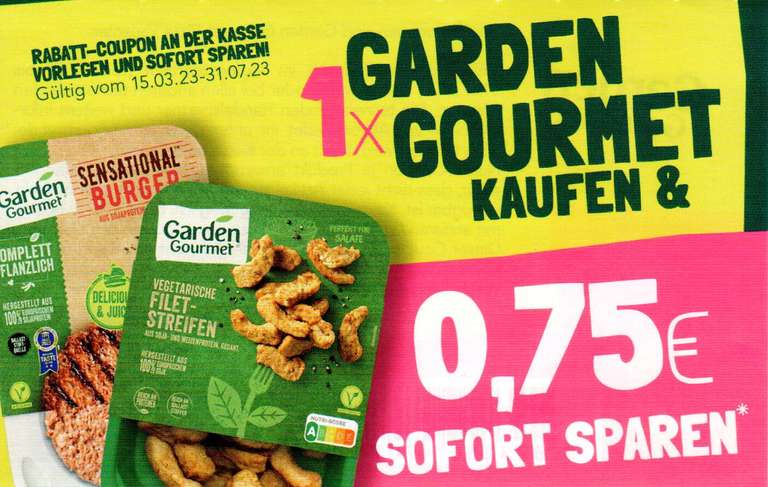 0,75€ Coupon für den Kauf eines Garden Gourmet Produktes nach Wahl bis 31.07.2023