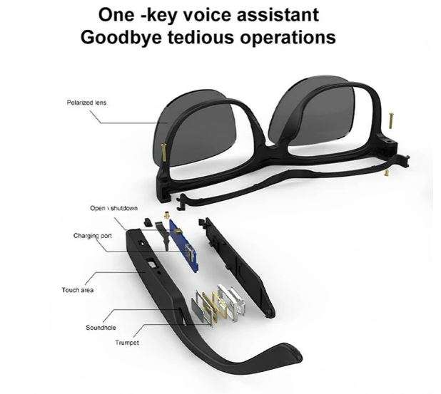 Lenovo Lecoo-C8 smarte Brillen, Kopfhörer, BT Headset, BT 5.0, UV Schutz