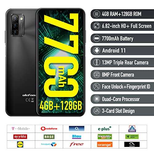 Ulefone Note 12 6.82" HD+, 4GB + 128GB, Unisoc T310, 13MP, 7700mAh, Android 11 in blau/schwarz/rot Smartphone