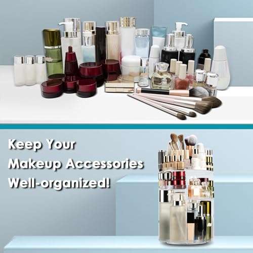 Auxmir Make Up Kosmetik Organizer, 360° Drehbar Aufbewahrung, Schmink Organizers für Dresser Schminktisch Skincare Aufbewahrungssystem