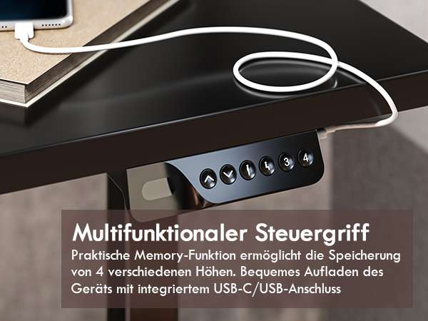[Amazon] Sanodesk / Flexispot EP1 | Schreibtisch höhenverstellbar | 120x60 cm | diverse Farben | 4 Speicherplätze | USB-C | Kollisionsschutz