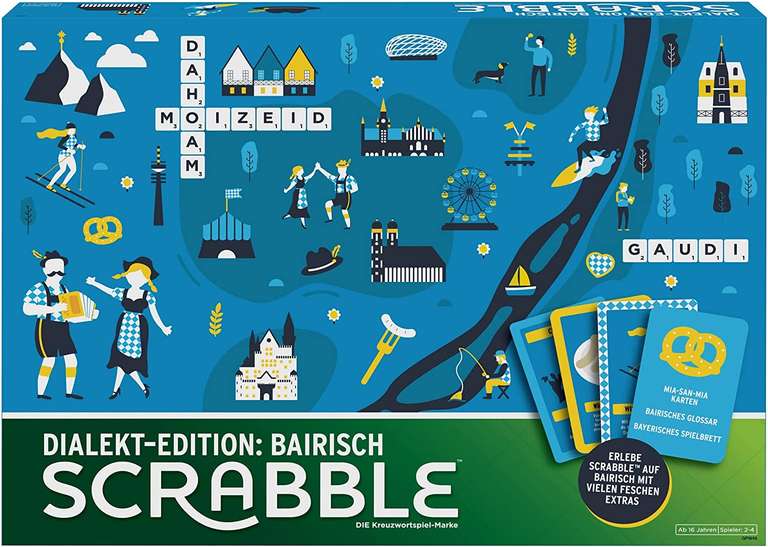 Mattel Scrabble Dialekt Edition "Berlin" für 9,26€ und "Bayern" für 11,00€ | Brettspiel [Prime]