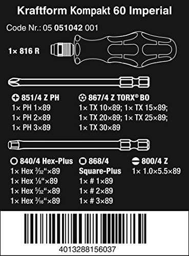 Wera Kraftform Kompakt 60 Imperial zöllig Bithalter-Schraubendrehersatz 1/4", 17-tlg. für 47,68€ (Amazon & Mp)