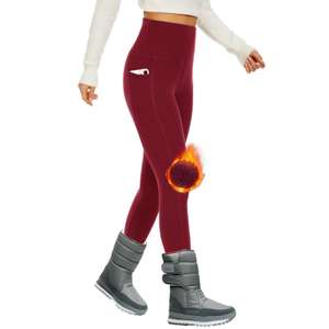 Prime DDOBB Thermo Leggings Damen Mit Taschen Winter Gefüttert Sportleggins High Waist Yogapants