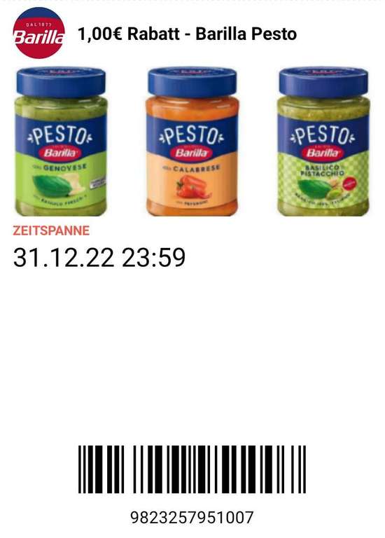 [Rewe] Barilla Pesto verschiedene Sorten für 1,69€ (Angebot + Coupon)