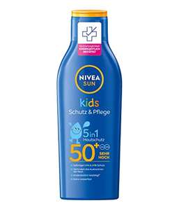 [PRIME/Sparabo] NIVEA SUN Kids Schutz & Pflege Sonnenmilch LSF 50+ (200 ml), pflegende Sonnencreme mit LSF 50+, extra wasserfest, für Kinder