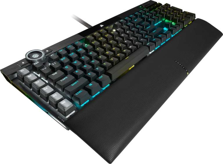 Corsair K100 RGB Mechanische Gaming-Tastatur (MX Speed Silver, programmierbar, Drehregler, Makrotasten, Aluminium, Einzeltastenbeleuchtung)
