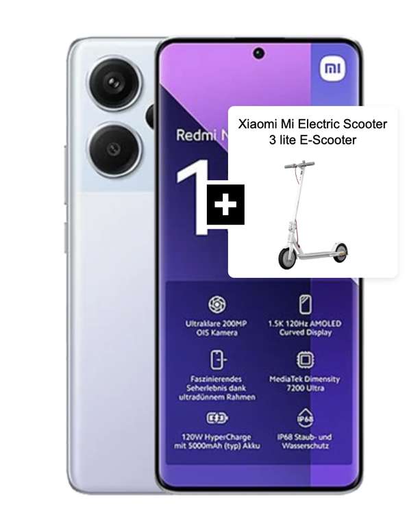 [GigaKombi + RNM] Redmi Note 13 Pro+ & Xiaomi Electric Scooter 3 Lite + VF Smart Entry 25GB & Allnet für 24,99€ mtl + 239€ ZZ | 100€ bei RNM