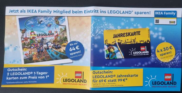 Legoland Günzburg Jahreskarte (für Ikea Family Mitglieder)