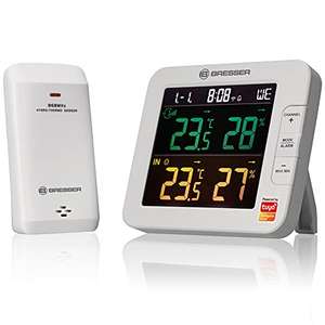 Bresser WLAN Smart Home 7-Kanal Tuya Funk Thermometer-Hygrometer mit Außensensor, Google Assistant- & Alexa kompatibel, weiß
