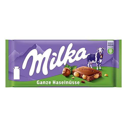 [PRIME/Sparabo] 17er Pack Milka Ganze Haselnüsse Tafel 17 x 100g, Alpenmilch Tafelschokolade mit ganzen Haselnüssen