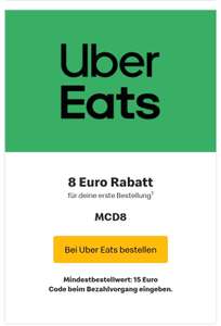 (Neukunden)[Uber Eats/Wolt] McDonald's 8€ Rabatt ab 15€ bzw 10€ Mindestbestellwert