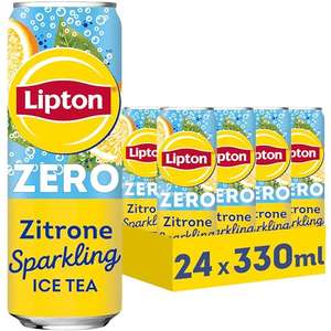 Pfandfehler LIPTON ICE TEA Sparkling Lemon Zero, Kohlensäurehaltiger Zitronen-Eistee ohne Zucker, EINWEG Dosen (24x0.33l) [PRIME/Sparabo]