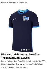 Nike Hertha BSC Herren Auswärts Trikot 2021/22 blau/weiß