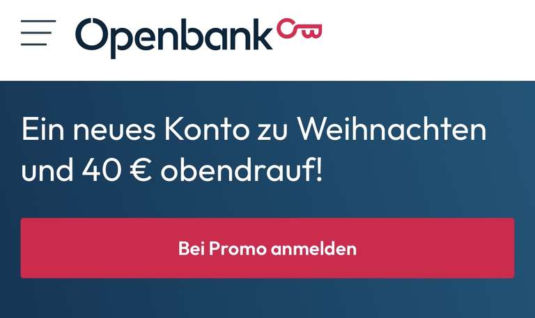 Openbank 40€ Prämie für Neukunden bei 300€ Einzahlung
