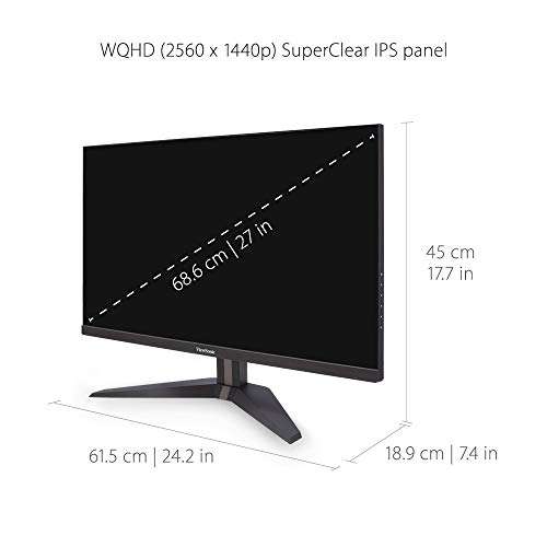 Viewsonic VX2758-2KP-MHD 68,6 cm (27 Zoll) Gaming Monitor (WQHD, FreeSync, 1 ms, 144 Hz, HDMI, DP, geringer Input Lag) Schwarz
