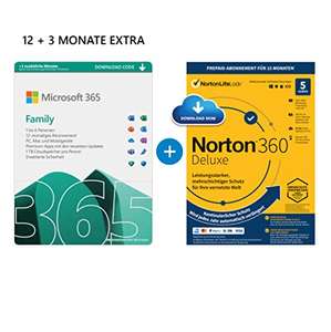 Microsoft 365 Family 12+3 Monate | 6 Nutzer | Mehrere PCs/Macs