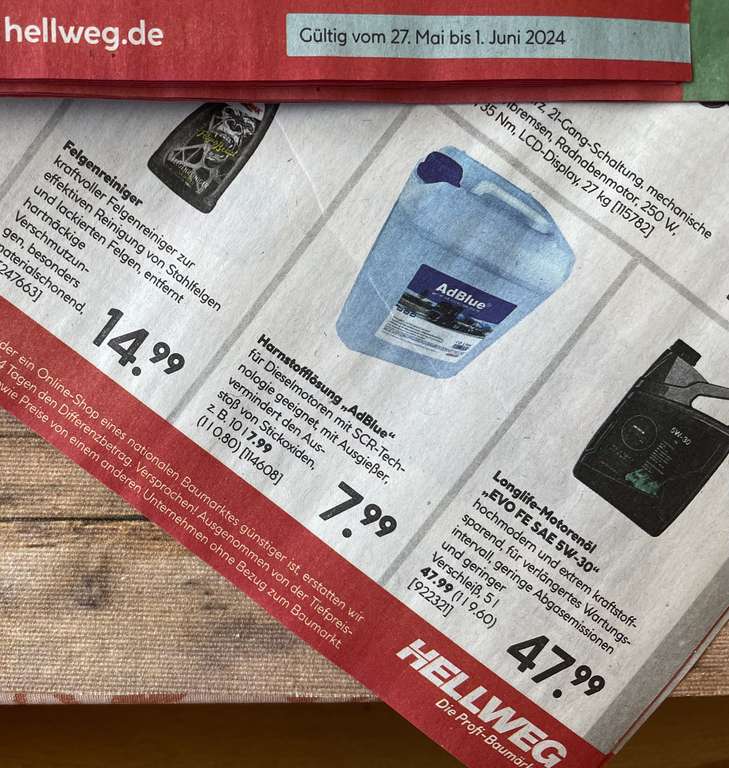 10 ltr. AdBlue zu € 7,99 (Hellweg Filiale)