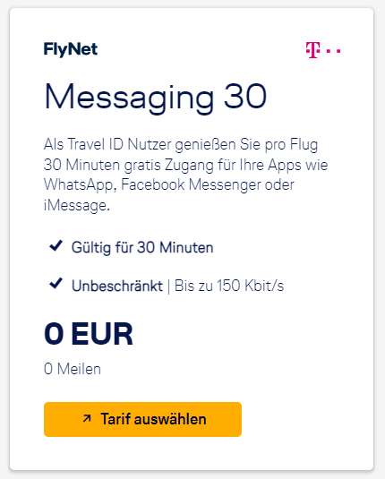 Lufthansa Flynet - 30 min kostenlos nach Login