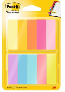 (Prime) Post-it Notes Marker, Packung mit 10 Blöcken, 50 schmale Marker je Block, 12, 7 mm x 44, 4 mm, Gelb, Orange, Pink, Lila, Blau, Grün