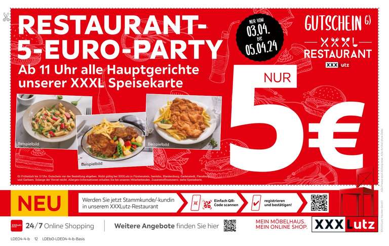 [lokal XXXLutz] Restaurant-5-Euro-Party -> alle Hauptgerichte für 5€