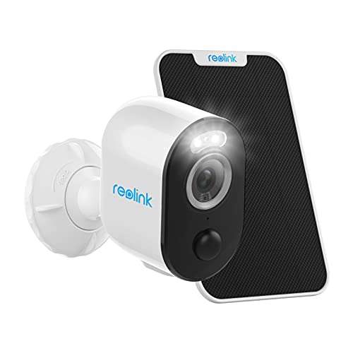 Reolink Argus 3 Pro mit Solarpanel (2K 4MP Dualband-WLAN(2,GHz/5GHz)Akku-Kamera mit Personen-/Fahrzeugerkennung, 16X Digizoom) LED Spotlight