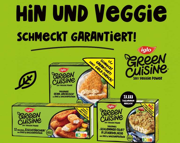 Iglo Green Cuisine Vegane Produkte mit der Geld zurück Garantie (GzG)