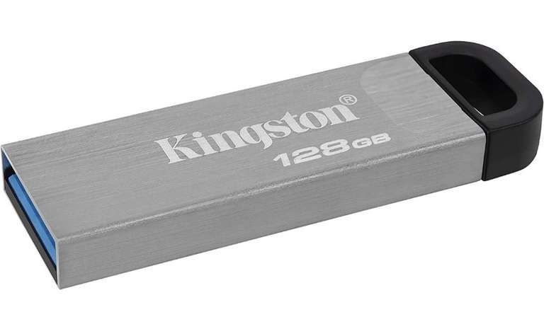 Kingston DataTraveler Kyson USB-Stick USB3.2, 128GB - mit stilvollem, kappenlosem Metallgehäuse, Schwarz - PRIME