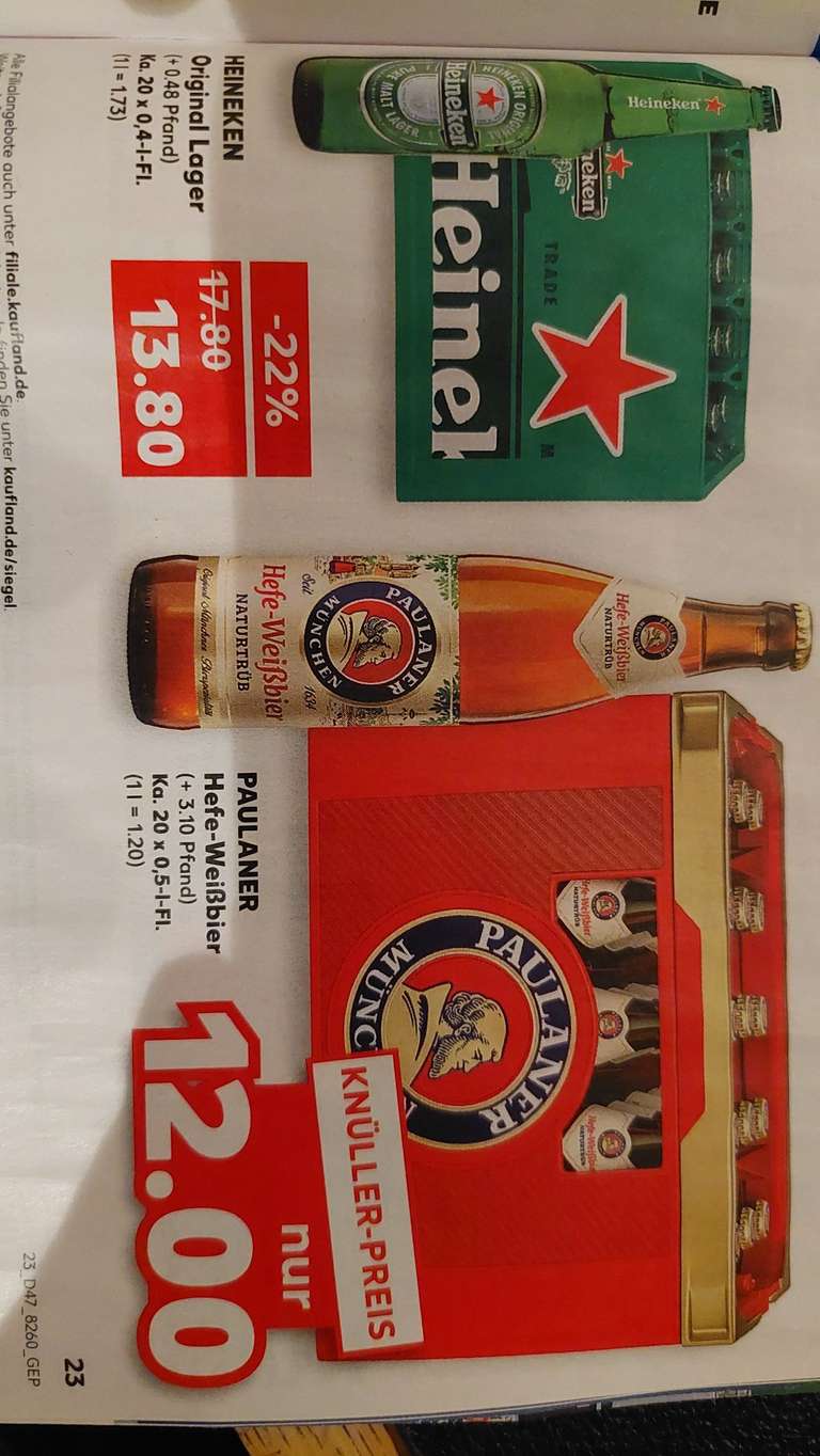 Heineken und Paulaner bei Kaufland im Angebot