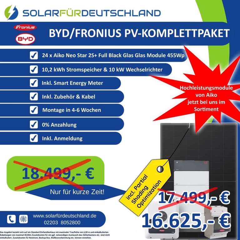 Photovoltaik-Anlage 10KWP + 7er Speicher Huawei + Montage und Anmeldung für 15.500€ // Weitere Angebote auf Flyer 2,3,4 zu finden