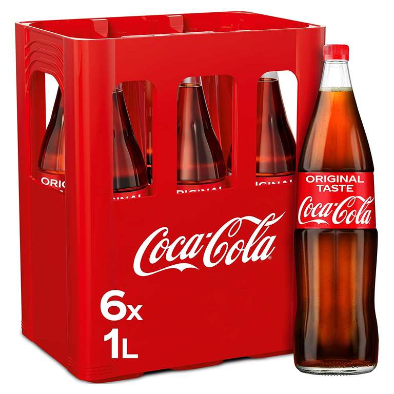 Rewe evtl.lokal : 6 x1l Coca-Cola Mehrweg- Glasflaschen/Kasten ab 14.03., Literpreis: 1,17€, verschiedene Sorten verfügbar
