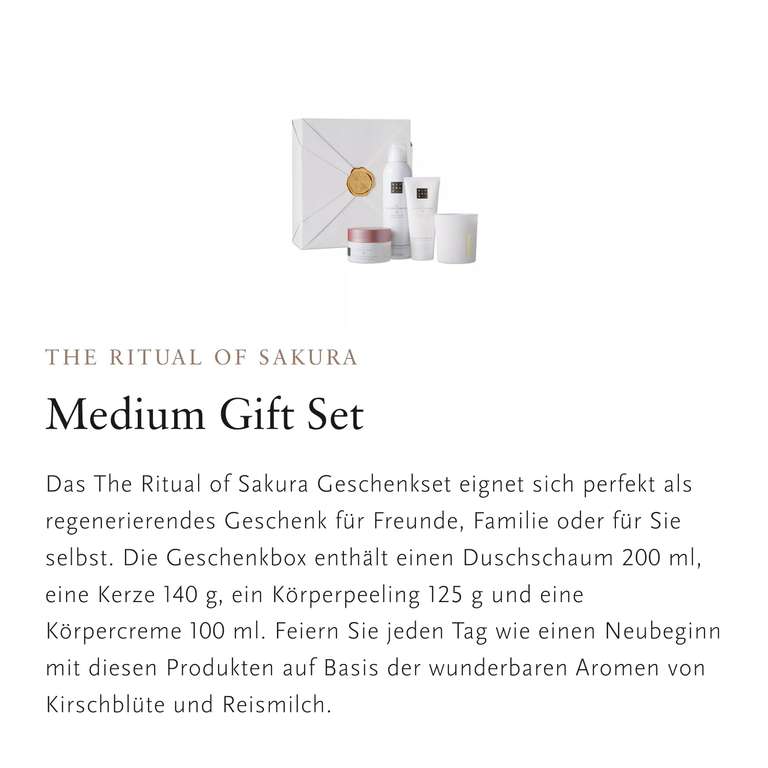 RITUALS Geschenkset The Ritual of Sakura, M – Geschenkbox 4 Produkten - Körperpflege mit Reismilch u Kirschblüten (PRIME) - Pattern Europe