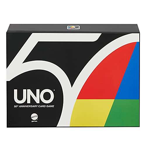 Mattel Games UNO Premium, 50 Jahre UNO Jubiläumsedition mit Münze (Prime)