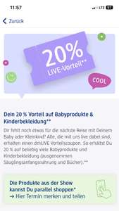 DM App Live Shopping 20 % Rabatt auf (fast) alle Babyprodukte- und Kinderbekleidung, 09.04.24, 12 Uhr, Glückskind