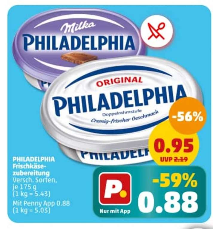 [PENNY] Philadelphia via Penny App, versch. Sorten, 175g, nochmal günstiger als bei Aldi Süd, 25.03.-30.3.