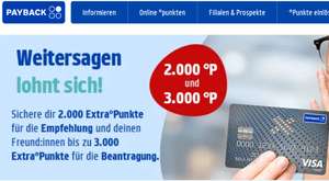 [Payback VISA Kreditkarte] 2.000 Extra °P für Werber + bis zu 3.000 Extra °P für Geworbenen; personalisiert