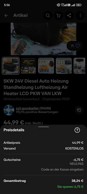 5kw Diesel Standheizung 24v für Camper / Auto / Gartenlaube