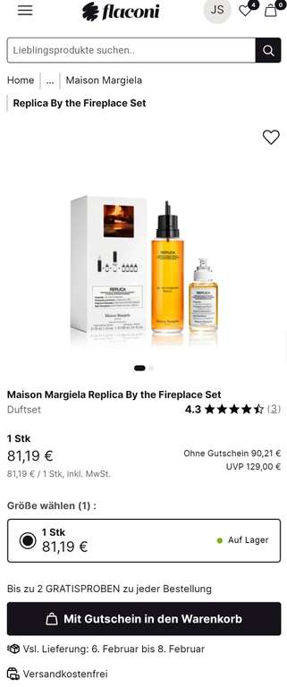 Maison Margiela Replica By the Fireplace Set (30ml EdT + 100ml Nachfüllung) oder Jazz Club Set [Flaconi]