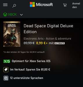 Dead Space Remake Digital Deluxe Edition Xbox Series X/S (Game Pass benötigt!)