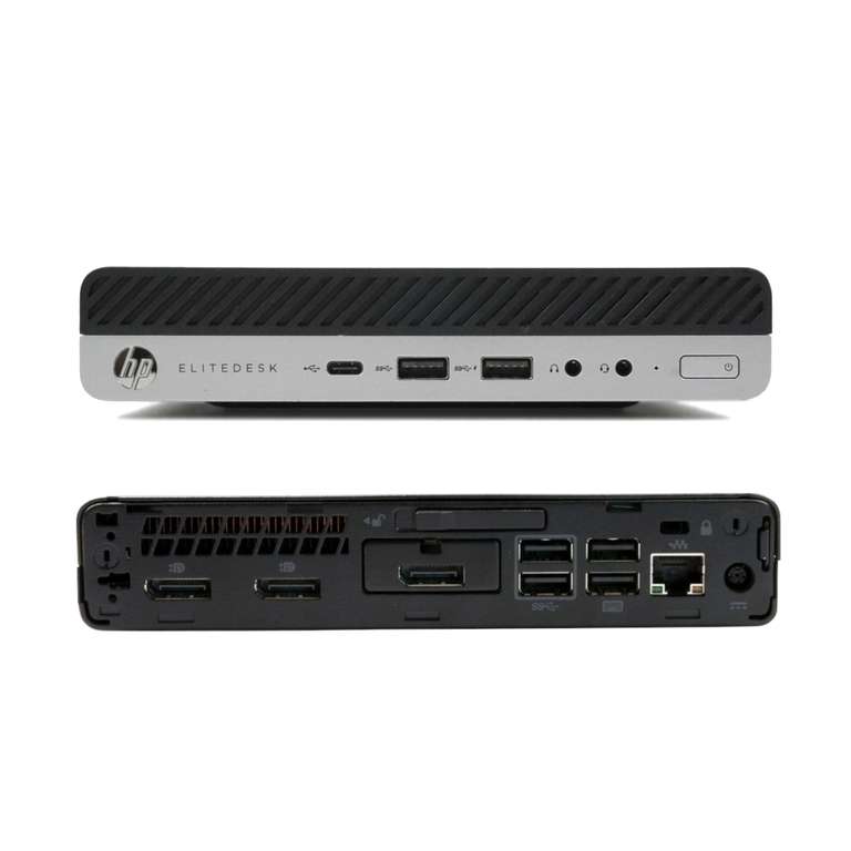 [Gebraucht] HP EliteDesk 800 G3 Mini PC (i5-7500T, 8/512GB, aufrüstbar, SATA 2.5"-Slot, 3x DP, VGA, USB-C, 6x USB-A, Win10 Pro)