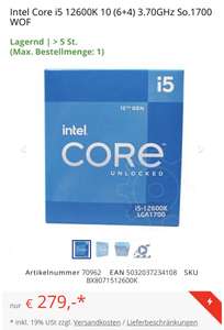 [Mindstar] Intel i5 12600K 3,7 GHz