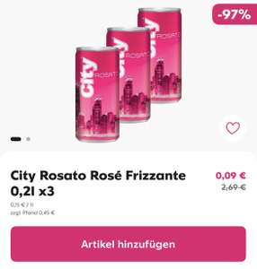 Preisfehler City Rosato Rosé Frizzante 0,2 für 0,03€ + 1,99€ Versand