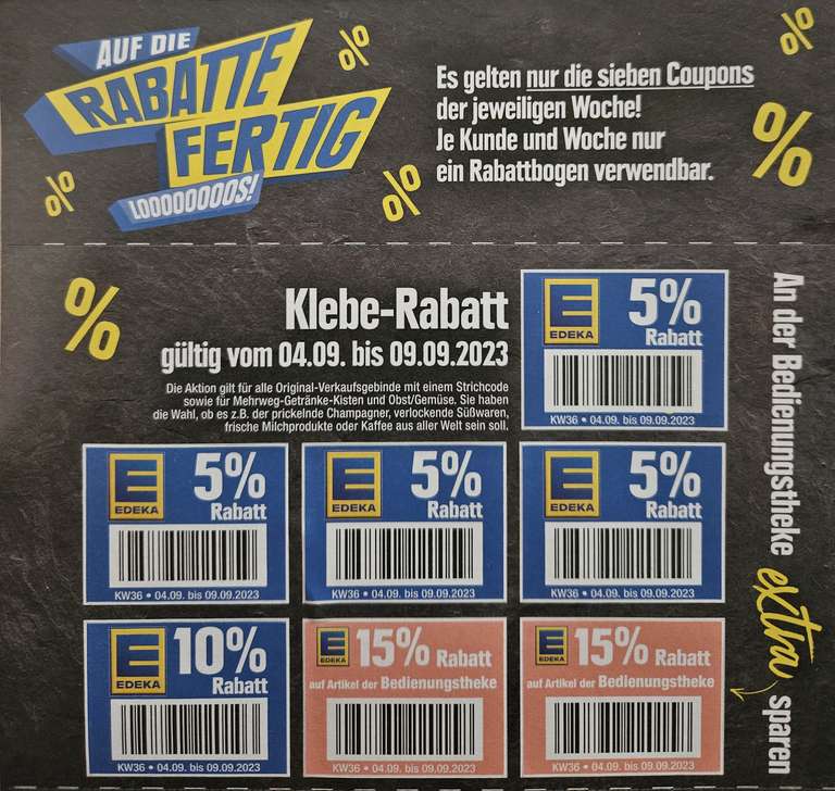 Edeka 10% Rabatt Coupon KW36 04.09.-09.09. Südbayern Nordbayern bundesweit?