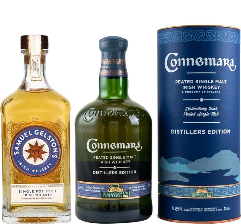 Whisky-Übersicht 187: z.B. Samuel Gelston's Single Pot Still Irish Whiskey für 21,42€, Connemara Distillers Edition für 33,90€ inkl. Versand