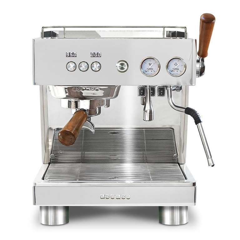 Ascaso Baby T Plus Espressomaschine Inox (Siebträger, Thermoblock, 2.5l Serviceboiler, programmierbare Portionstasten, Beleuchtung, App)