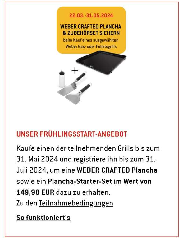 Weber CRAFTED Plancha und passendes Plancha-Starter-Set beim Grill-Kauf gratis dazu