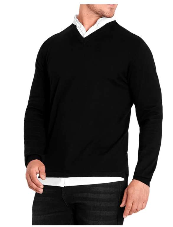 3er-Pack CityComfort Herren Pullover mit V-Ausschnitt in vier Farben (schwarz: M/L/XL, andere Farben: M/L) 80% Baumwolle, 20% Polyamid